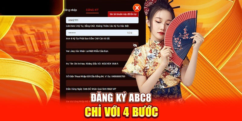 Chỉ với 4 bước là đã hoàn tất quá trình đăng ký ABC8